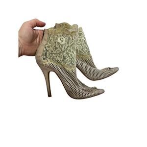 Chinese laundry Jeopardy Nude Mesh & Lace high heels shoes open toe sz 7.5